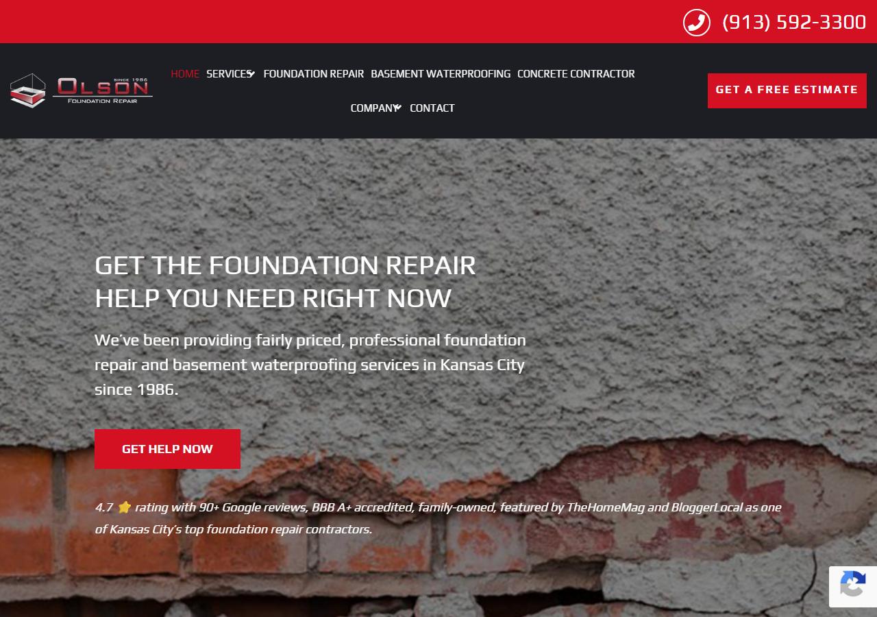 Olympic Foundation Repair website homepage